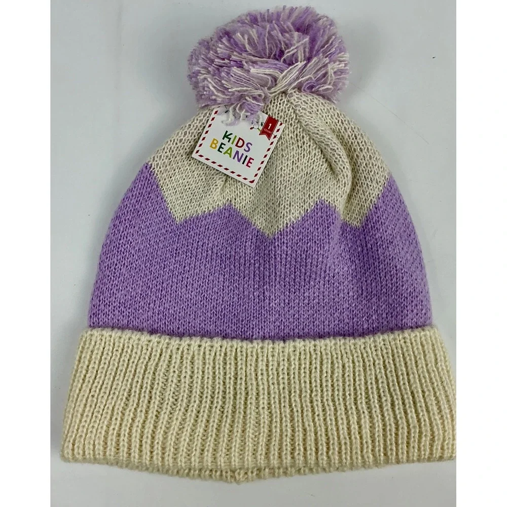 Pack of‎ 4 Kids Beanie Pom Winter Striped Hat Acrylic Colorful Warm Cute NEW